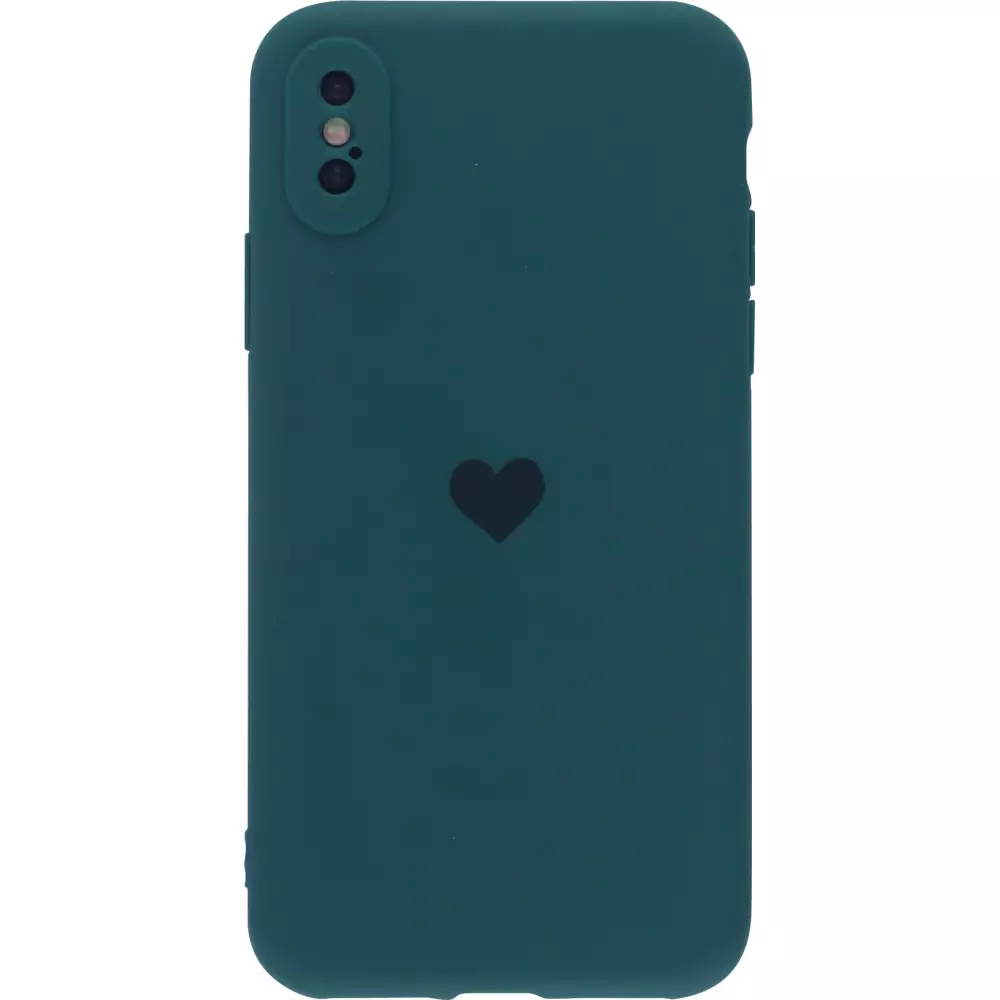 Hülle iPhone X / Xs - Silikon Mat Herz - Dunkelgrün