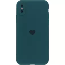 Hülle iPhone X / Xs - Silikon Mat Herz - Dunkelgrün