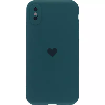 Hülle iPhone X / Xs - Silikon Mat Herz - Dunkelgrün
