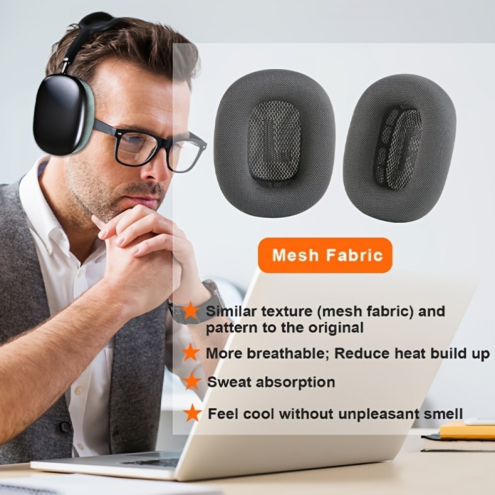 Ultra-weiche Memory-Schaum Mesh-Ohrpolster Ersatz (2er Set) - Blau mit verstärktem Magnet - AirPods Max