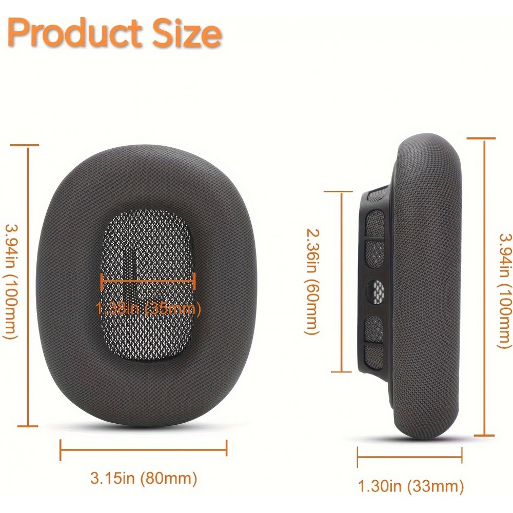 Coussinets rechange tissu mesh ultra-doux mousse mémoire aimant renforcé (set de 2 pièces) - Noir - AirPods Max