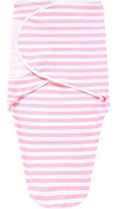 Schlafsack für Neugeborene (0-3 Monate) mit Klettverschluss aus weicher Baumwolle - Rosa Linien