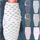 Couverture d'emmaillotage enveloppante sommeil pour bébé (0-3 mois) avec scratch velcro en coton doux - Lignes roses