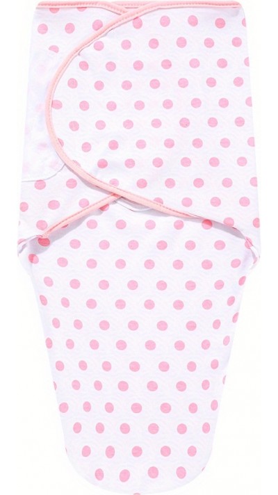Schlafsack für Neugeborene (0-3 Monate) mit Klettverschluss aus weicher Baumwolle - Rosa Punkte
