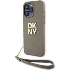 iPhone 15 Pro Case Hülle - DKNY Armbanduhr mit abnehmbarem Armband und goldenem Logo - Beige
