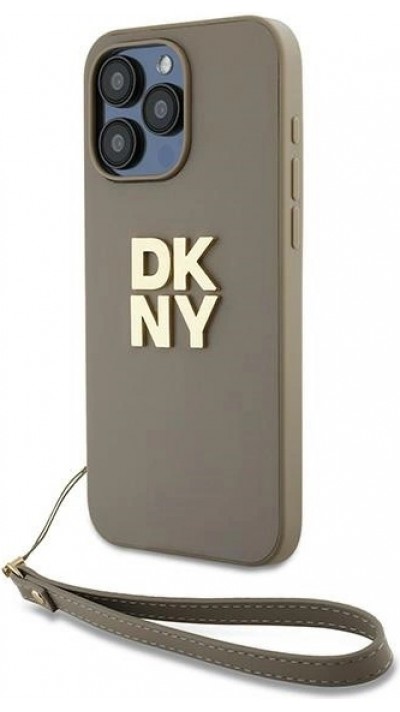 iPhone 15 Pro Max Case Hülle - DKNY Armband mit abnehmbarem Logo - Beige