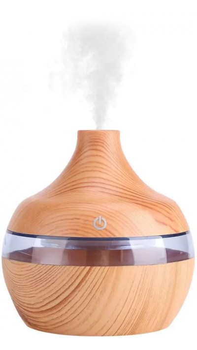 Diffuseur humidificateur Wooden Look bois design 300ml avec lumière LED - Brun clair