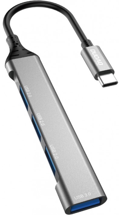 Dudao HUB 4 in 1 USB-C Aluminium multiport mit 4x USB-A Ports (3x USB2.0 / 1x USB-A 3.0) - Schwarz