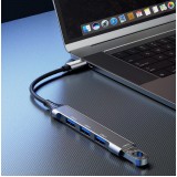 Dudao HUB 4 in 1 USB-C Aluminium multiport mit 4x USB-A Ports (3x USB2.0 / 1x USB-A 3.0) - Schwarz