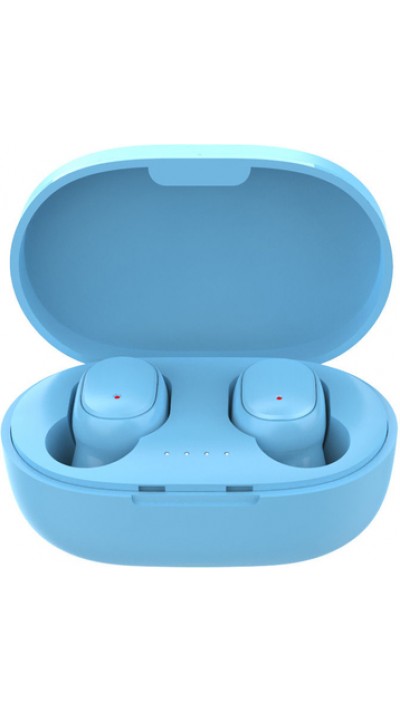 Kabellose Bluetooth Kopfhörer A6S - inkl. Mikrofon, Touch Control und Lade Etui mit LED Anzeige - Blau