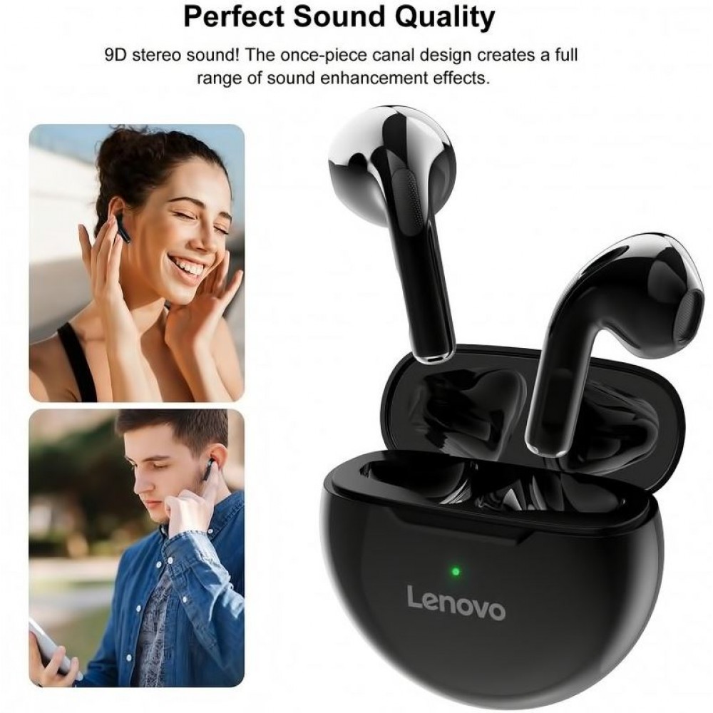 Ecouteurs Lenovo HT38 sans fil Bluetooth true wireless earbuds avec touch control - Noir