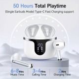 Bluetooth 5.3 In-Ear kabellose Kopfhörer - Ladeetui mit digitaler Batterie Anzeige, USB Type C - Weiss