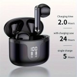 Bluetooth 5.3 In-Ear kabellose Kopfhörer - Ladeetui mit digitaler Batterie Anzeige, USB Type C - Schwarz