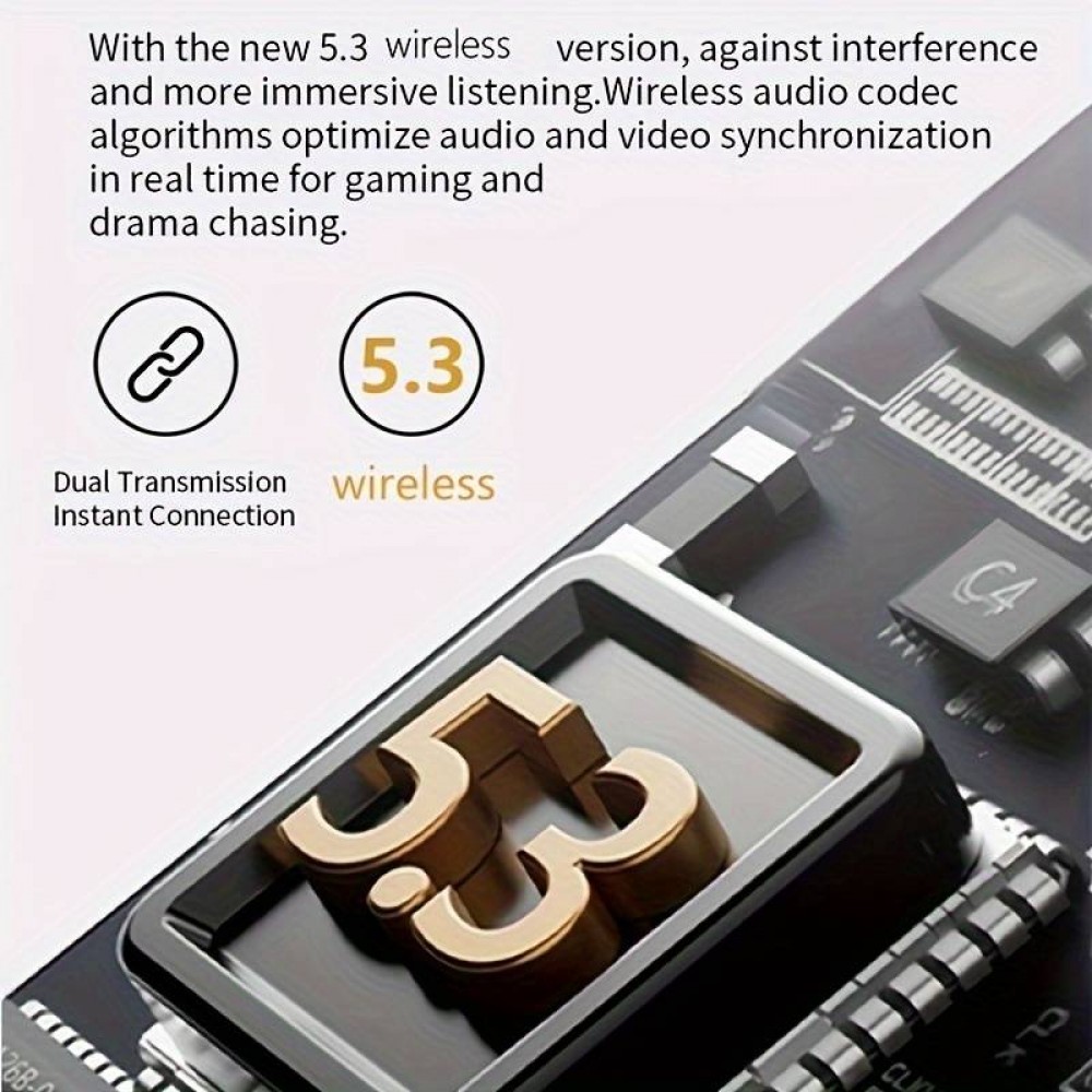 Bluetooth 5.3 In-Ear kabellose Kopfhörer - Ladeetui mit digitaler Batterie Anzeige, USB Type C - Schwarz