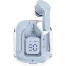 Kabellose Bluetooth-Kopfhörer 5.3 Crystal Pods TWS In-Ear transparent + LED-Anzeige - Blau