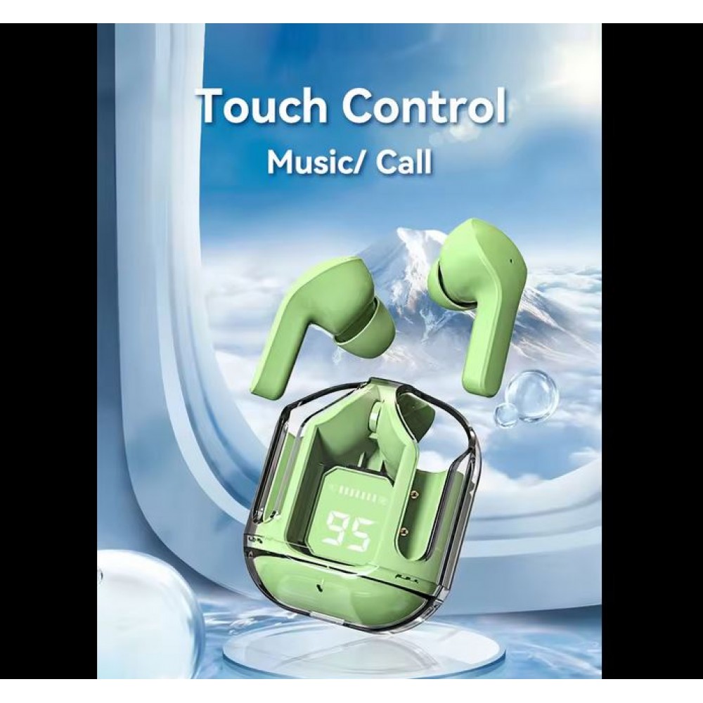 Kabellose Bluetooth-Kopfhörer 5.3 Crystal Pods TWS In-Ear transparent + LED-Anzeige - Blau