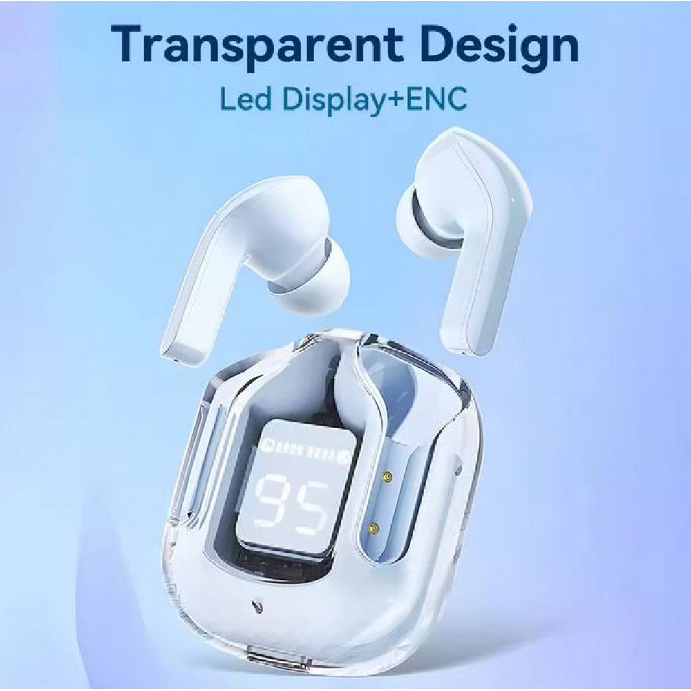 Kabellose Bluetooth-Kopfhörer 5.3 Crystal Pods TWS In-Ear transparent + LED-Anzeige - Grün