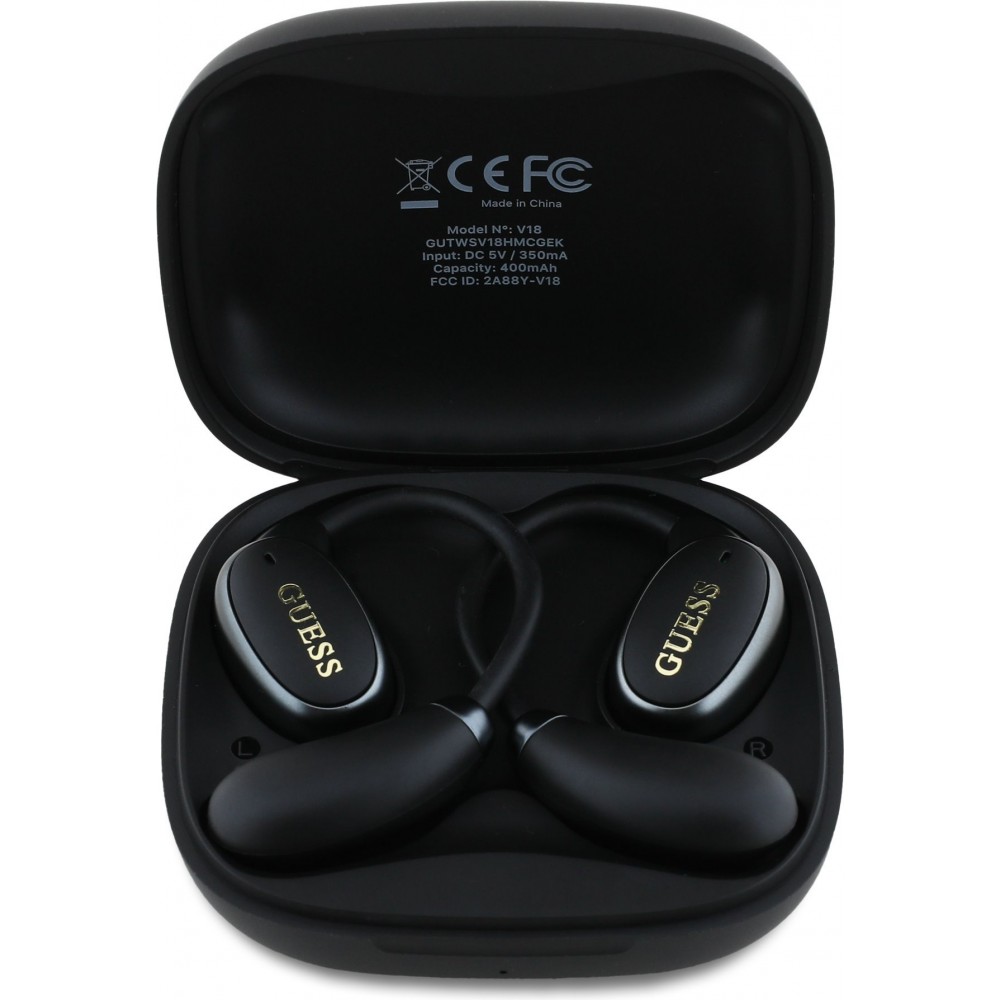 Guess Bluetooth Knochenleitende Kabellose Ohrhörer OWS Satin Soft Touch - Schwarz