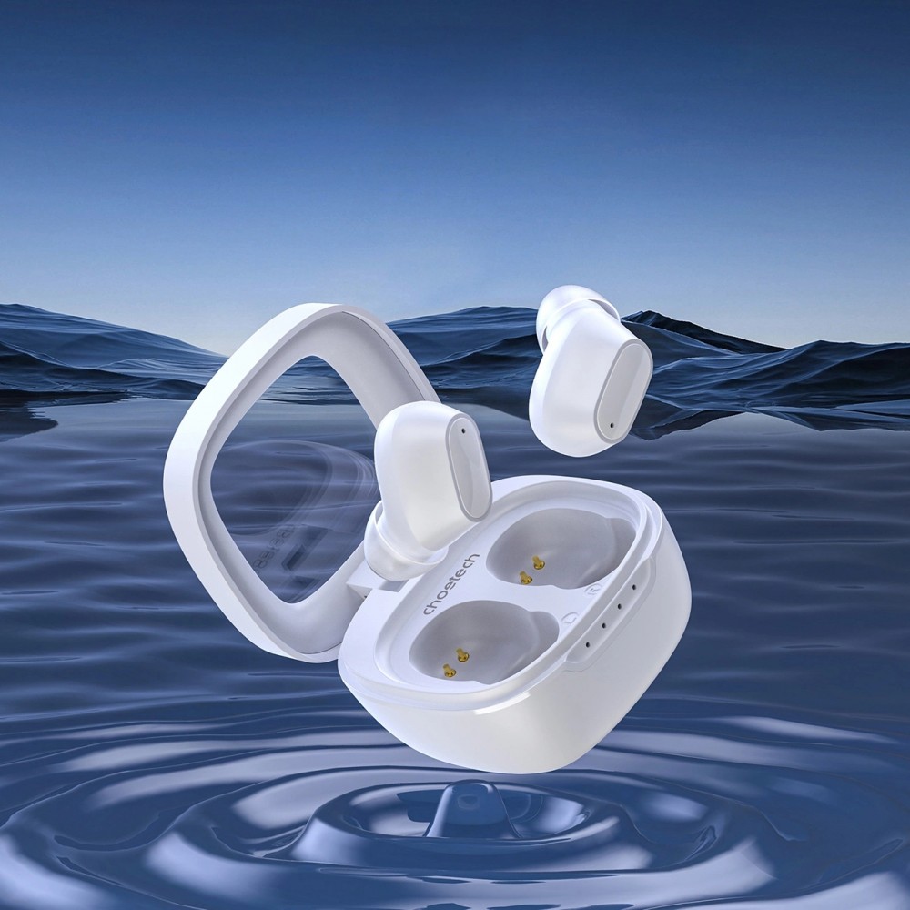 Kabellose TWS Bluetooth 5.3 Kopfhörer Choetech mit hochwertigem Audio und Ladebox - Weiß
