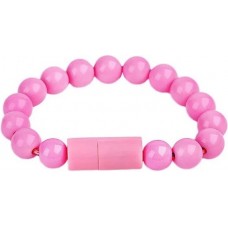 Elegantes Perlen Armband 2 in 1 Ladekabel mit integriertem USB-C Anschluss - Rosa