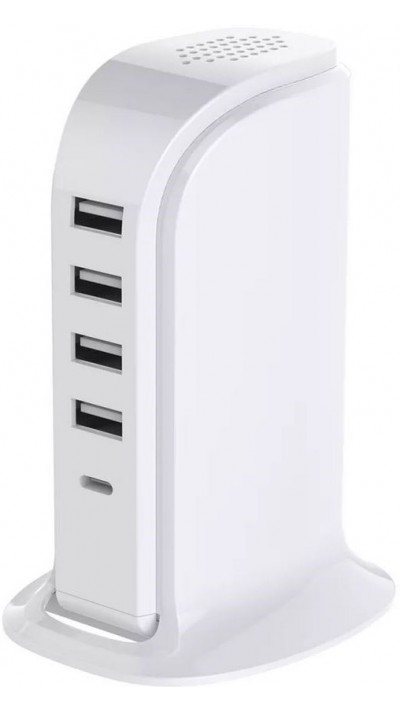 Eleganter USB Multistecker 20W Charging Tower mit Qualcomm QC 3.0 - Weiss