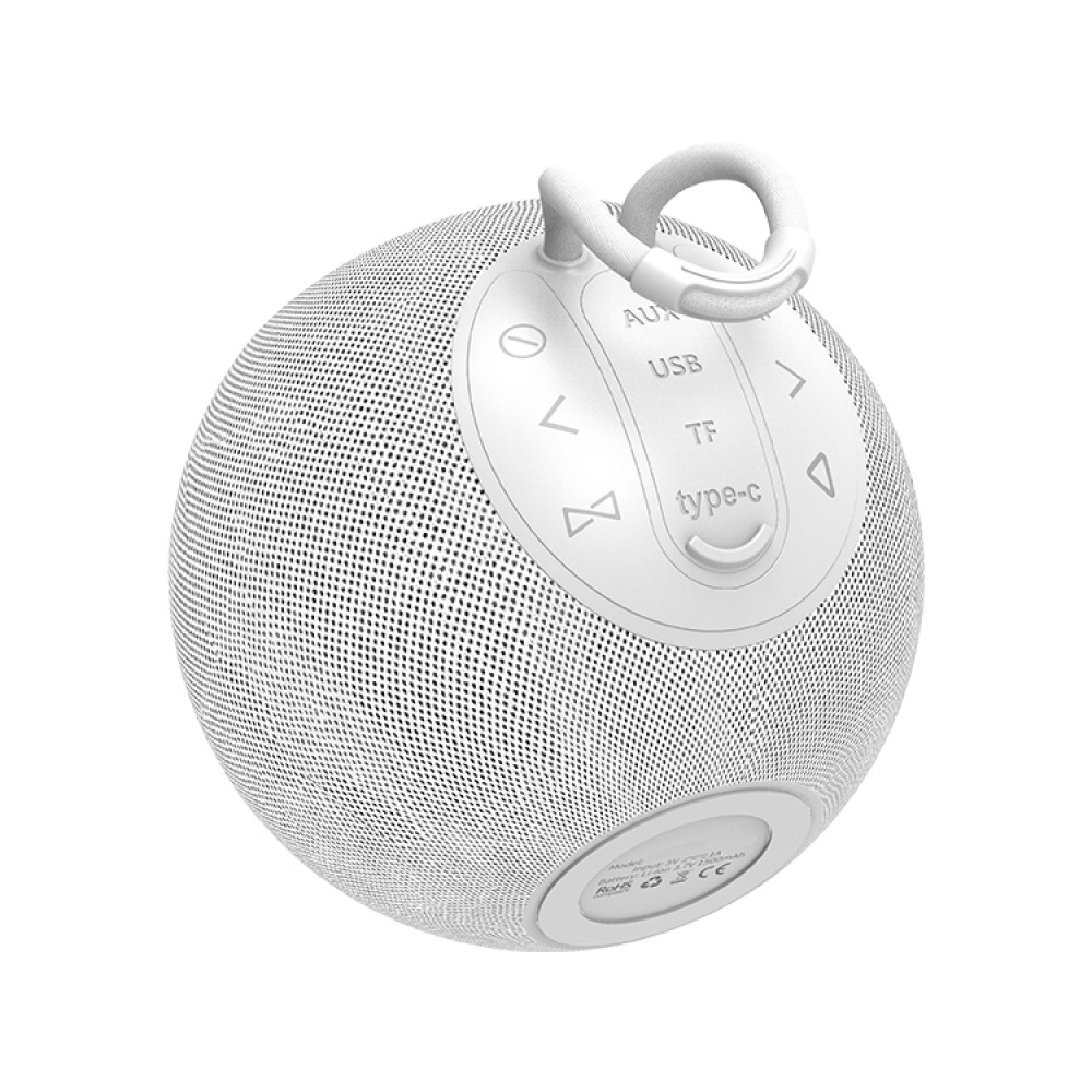 Bluetooth 5.0 Lautsprecher Portabel im Kugeldesign wasserdich IPX6 Wireless Stereo - Weiss