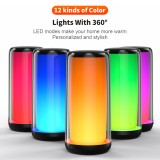 Bluetooth 5.3 Lautsprecher QERE HF33 10W 3D Surround Sound LED Licht IPX5 & USB-C - Schwarz