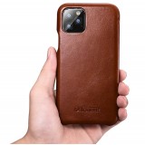 Lederhülle iPhone 11 - ICARER mit Klappe dunkel- Braun