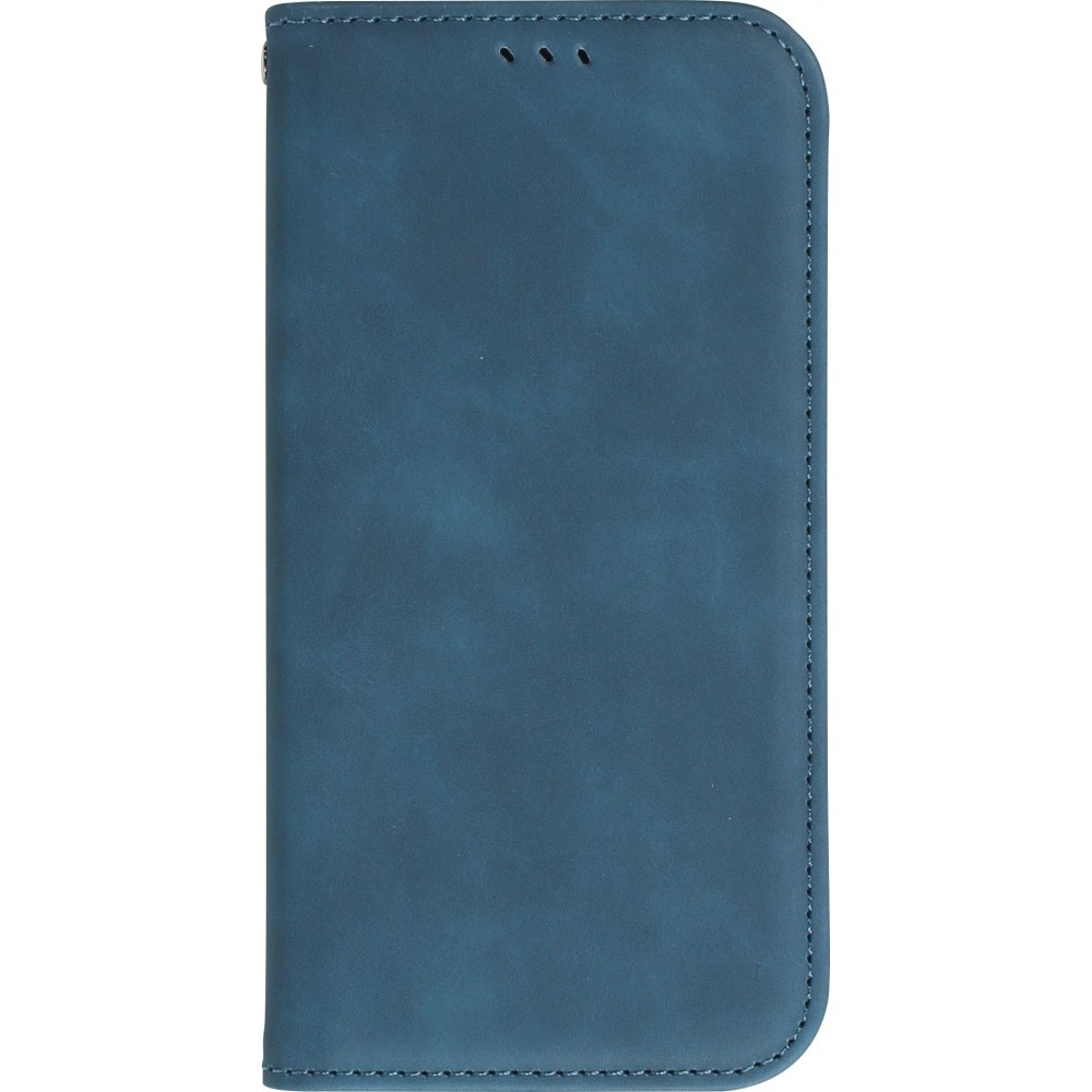 iPhone 16e Leder Tasche - Flip Wallet vintage mit Magnetverschluss und Kartenhalter - Blau