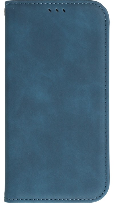 iPhone 12 / 12 Pro Leder Tasche - Flip Wallet vintage mit Magnetverschluss und Kartenhalter - Blau