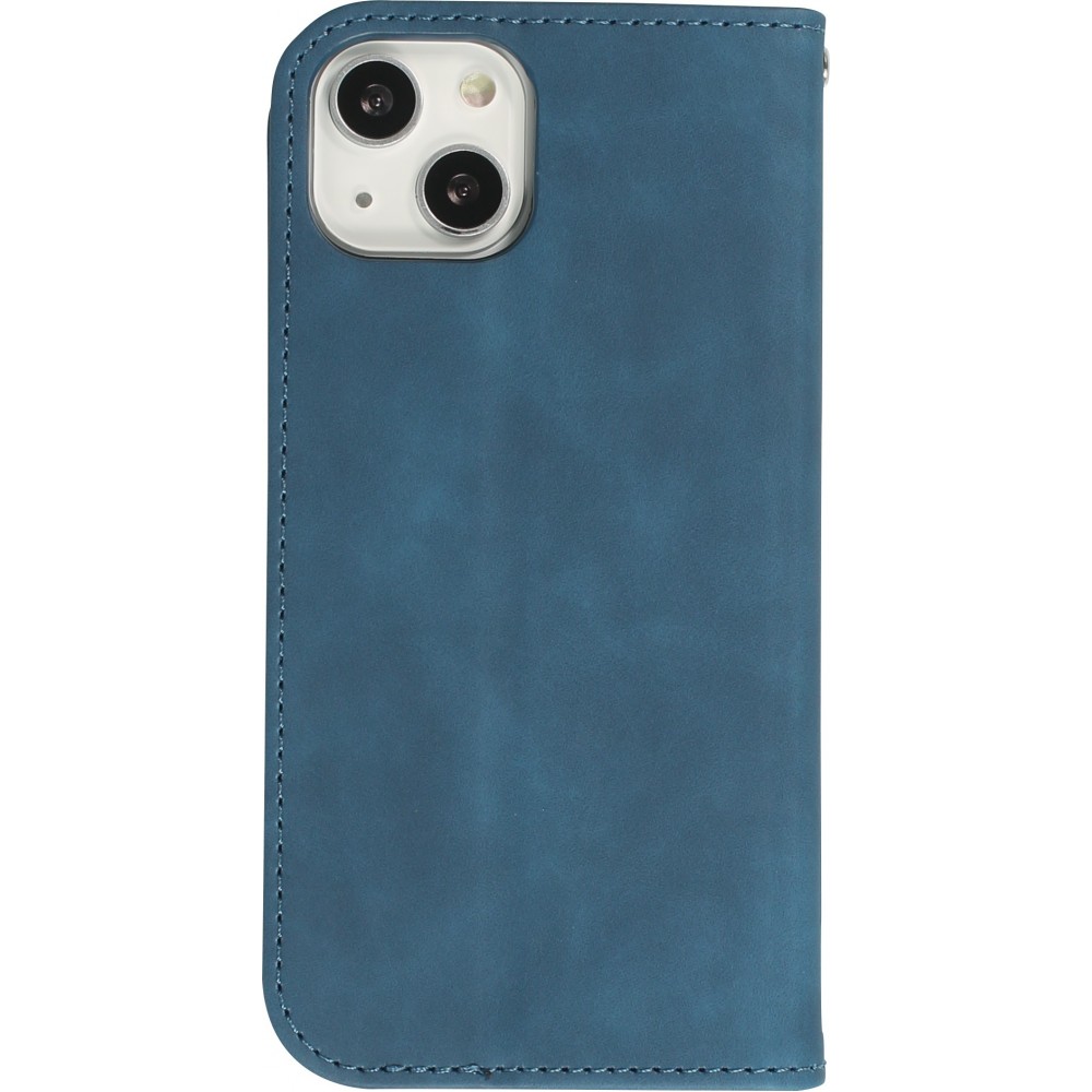iPhone 16e Leder Tasche - Flip Wallet vintage mit Magnetverschluss und Kartenhalter - Blau