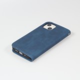 iPhone 16e Leder Tasche - Flip Wallet vintage mit Magnetverschluss und Kartenhalter - Blau