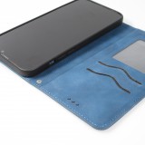 iPhone 16e Leder Tasche - Flip Wallet vintage mit Magnetverschluss und Kartenhalter - Blau