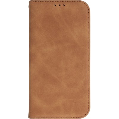 iPhone 15 Plus Leder Tasche - Flip Wallet vintage mit Magnetverschluss und Kartenhalter - Braun