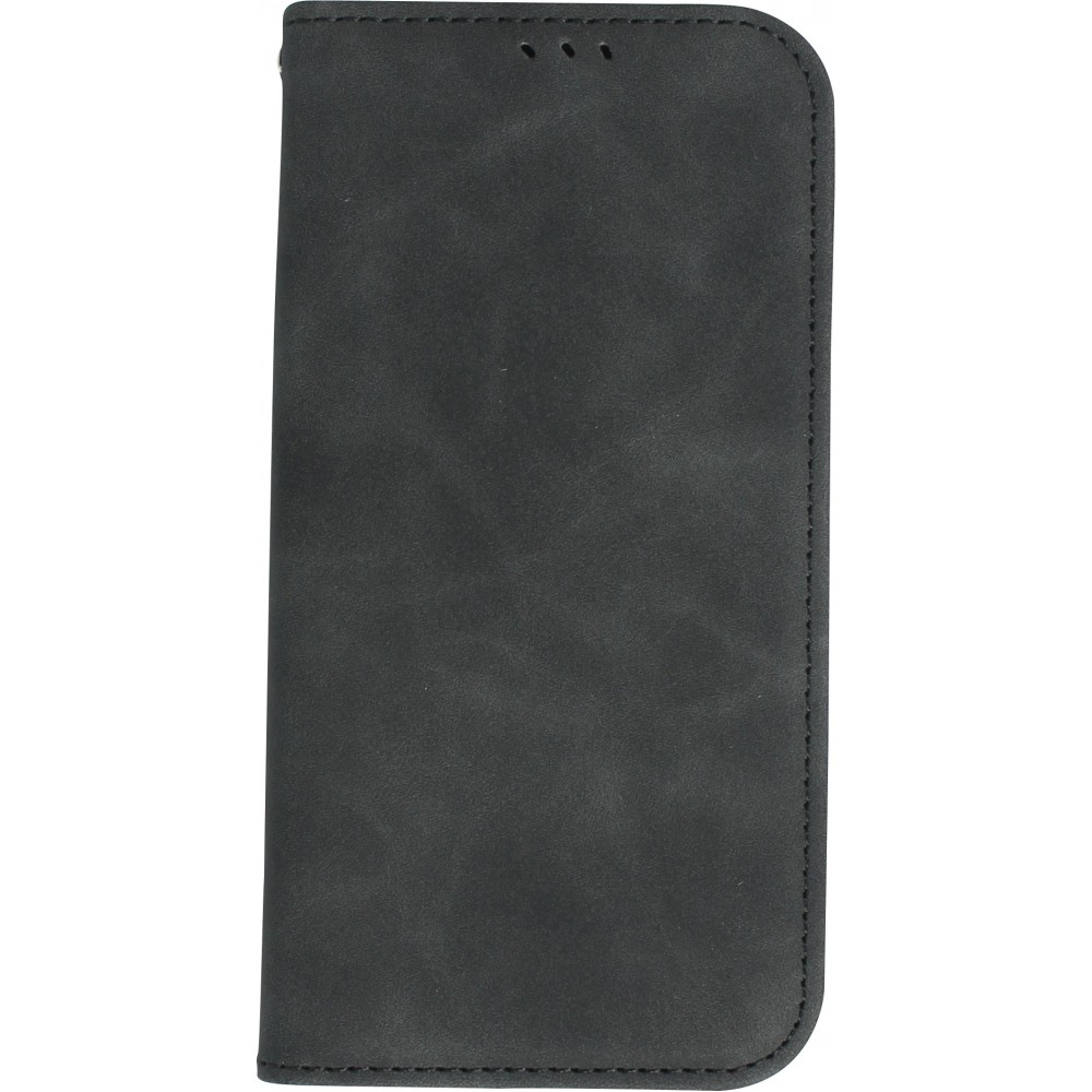 iPhone 7 / 8 / SE (2020, 2022) Leder Tasche - Flip Wallet vintage mit Magnetverschluss und Kartenhalter - Schwarz