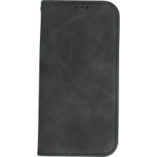 iPhone 7 / 8 / SE (2020, 2022) Leder Tasche - Flip Wallet vintage mit Magnetverschluss und Kartenhalter - Schwarz