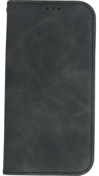 iPhone 14 Leder Tasche - Flip Wallet vintage mit Magnetverschluss und Kartenhalter - Schwarz