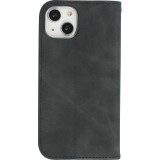 iPhone 7 / 8 / SE (2020, 2022) Leder Tasche - Flip Wallet vintage mit Magnetverschluss und Kartenhalter - Schwarz