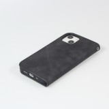 iPhone 7 / 8 / SE (2020, 2022) Leder Tasche - Flip Wallet vintage mit Magnetverschluss und Kartenhalter - Schwarz