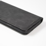iPhone 7 / 8 / SE (2020, 2022) Leder Tasche - Flip Wallet vintage mit Magnetverschluss und Kartenhalter - Schwarz