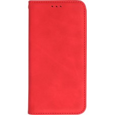iPhone 15 Plus Leder Tasche - Flip Wallet vintage mit Magnetverschluss und Kartenhalter - Rot