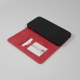 iPhone 15 Plus Leder Tasche - Flip Wallet vintage mit Magnetverschluss und Kartenhalter - Rot