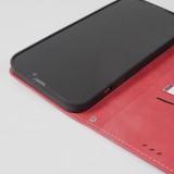 iPhone 15 Plus Leder Tasche - Flip Wallet vintage mit Magnetverschluss und Kartenhalter - Rot