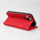 iPhone 15 Plus Leder Tasche - Flip Wallet vintage mit Magnetverschluss und Kartenhalter - Rot