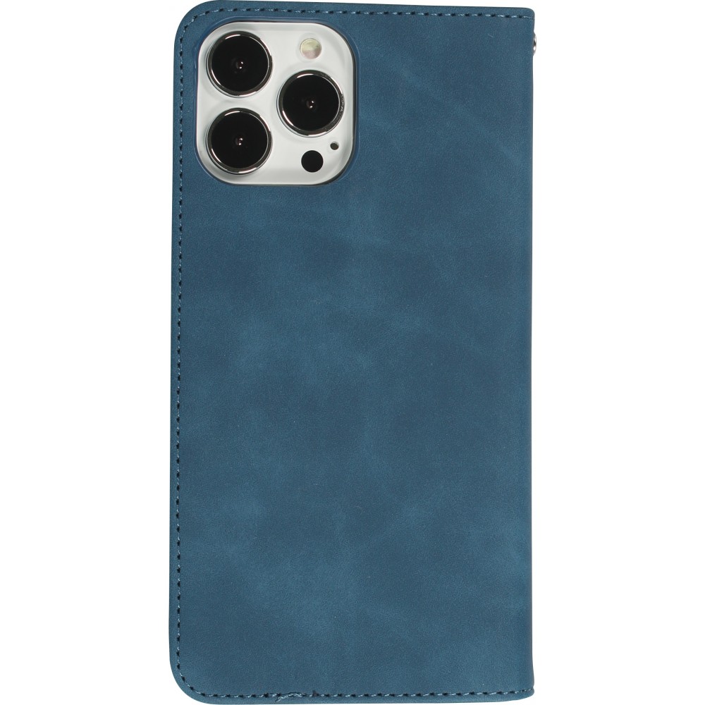 Leder Tasche Case iPhone 13 Pro - Flip Wallet vintage mit Magnetverschluss und Kartenhalter - Blau