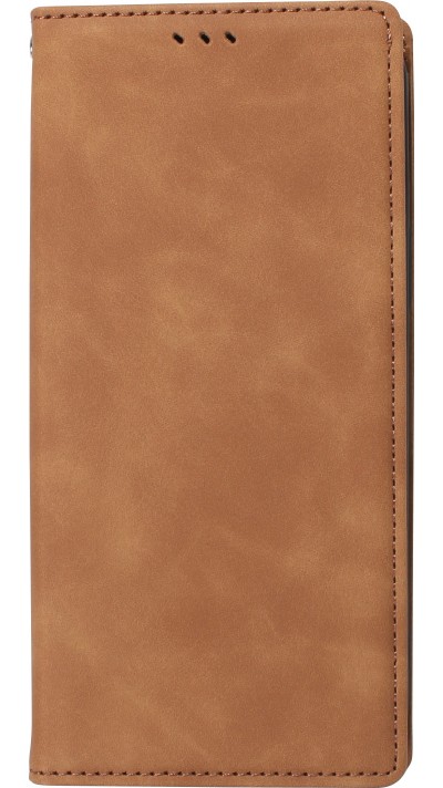 iPhone 13 Pro Max Leder Tasche - Flip Wallet vintage mit Magnetverschluss und Kartenhalter - Braun