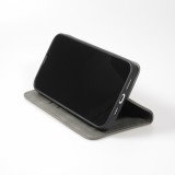 Leder Tasche Case iPhone 15 Pro Max - Flip Wallet vintage mit Magnetverschluss und Kartenhalter - Grau