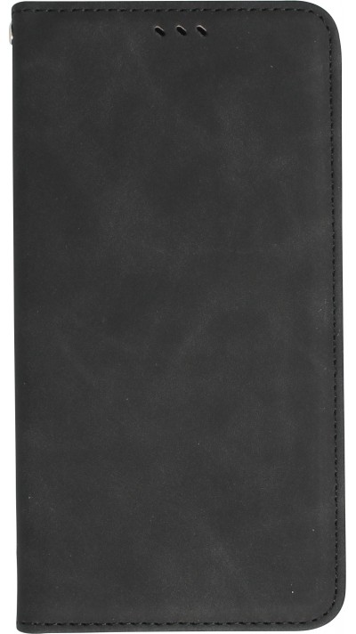 iPhone 13 Pro Max Leder Tasche - Flip Wallet vintage mit Magnetverschluss und Kartenhalter - Schwarz