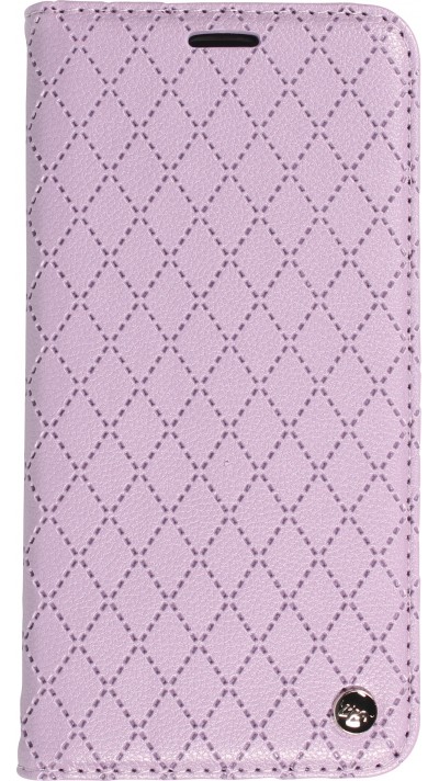 iPhone 14 Leder Tasche - Flip Wallet prestige Design - Violett
