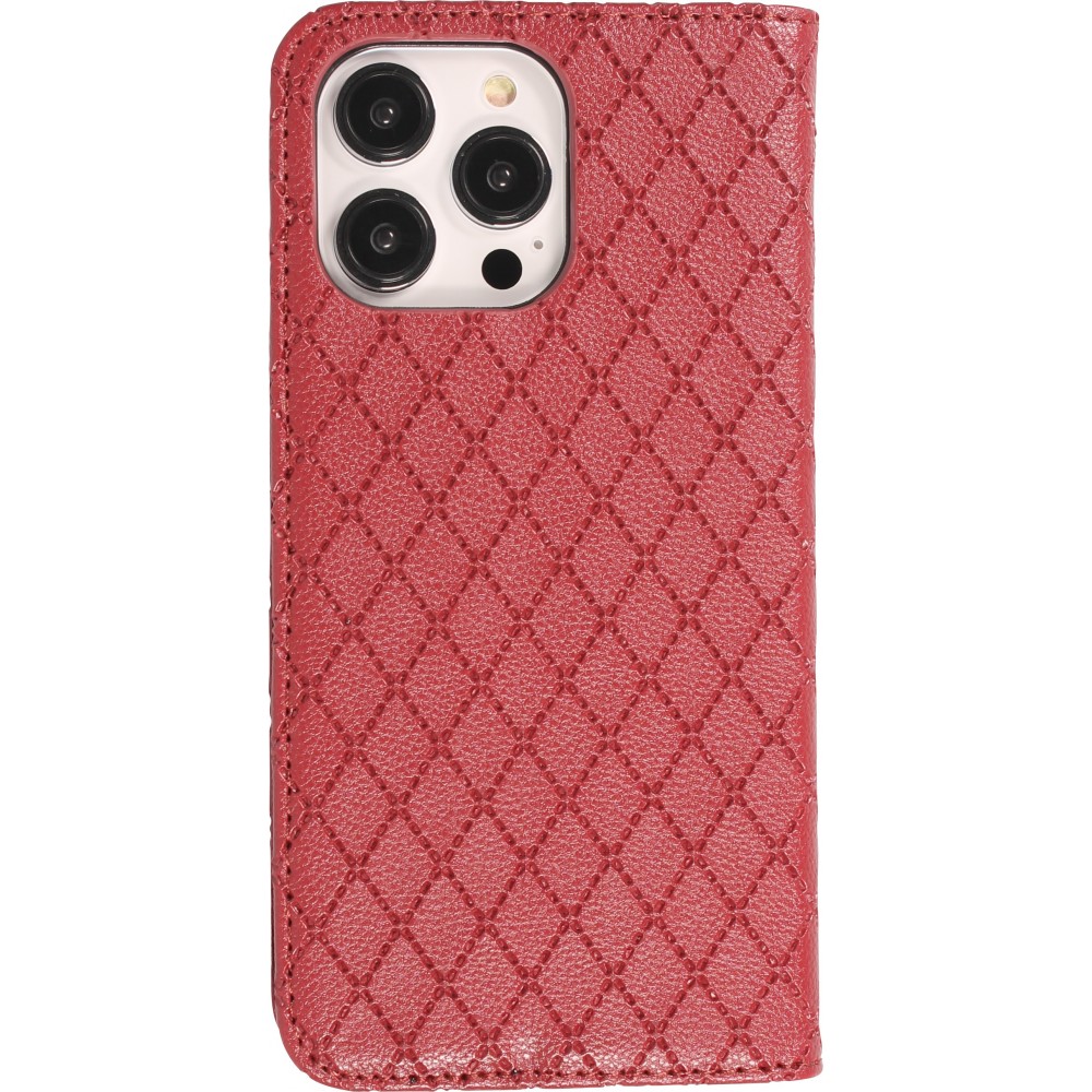 iPhone 14 Pro Max Leder Tasche - Flip Wallet prestige Design - Rot